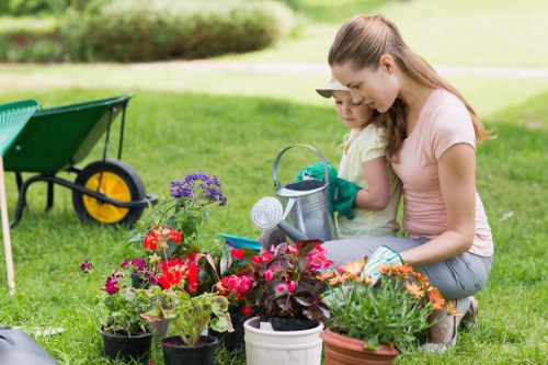 Gardeners communicating safety brief before starting work